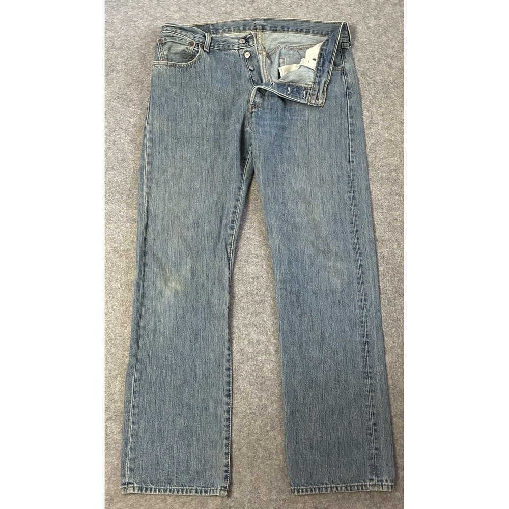 VTG Levis 501XX Button Fly Jeans 36x32 Straight Leg 2000s Distressed Denim Y2K